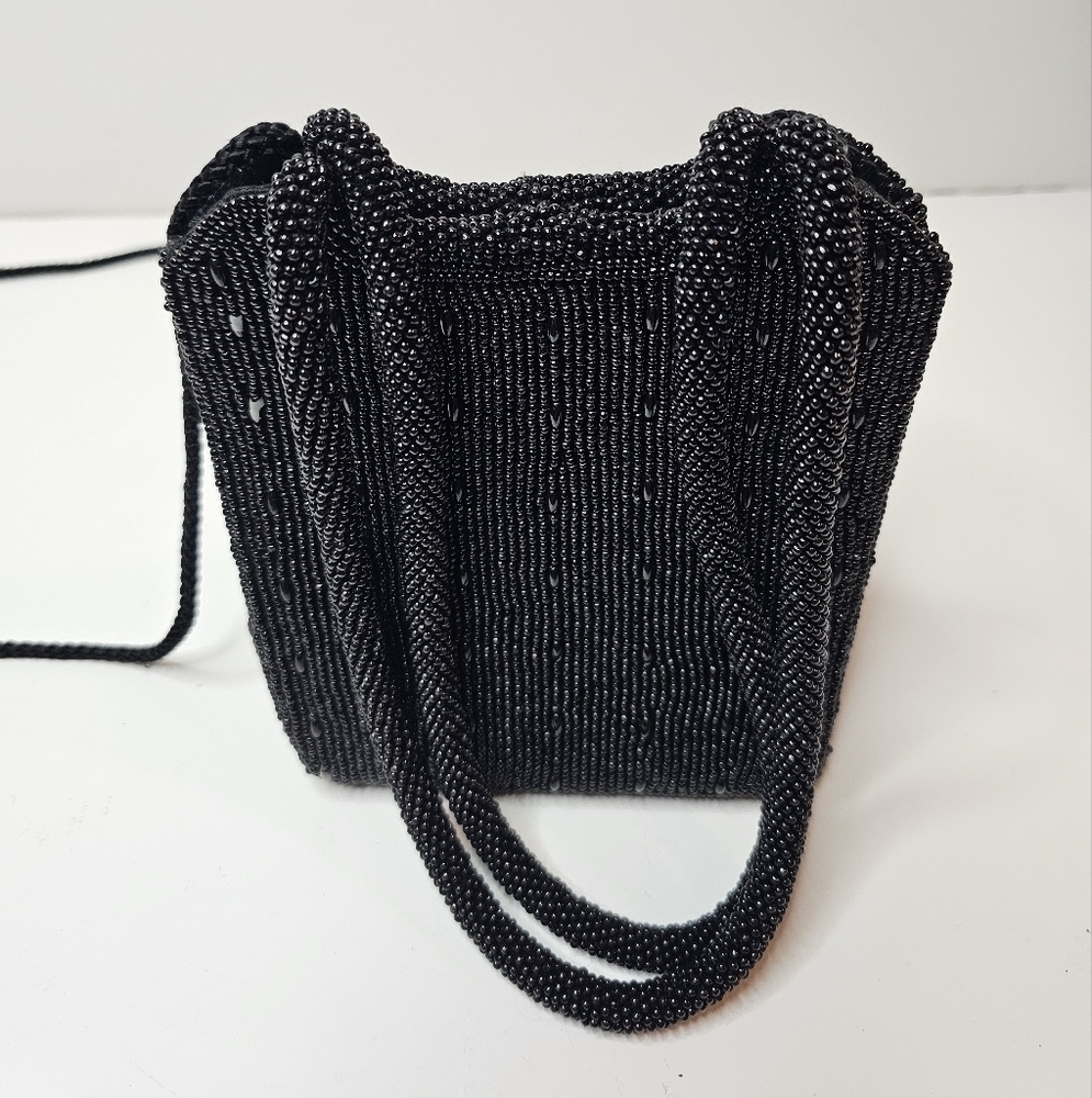 Valerie Stevens Black Beaded Small Handbag Vintage Womens - Picture 3 of 16